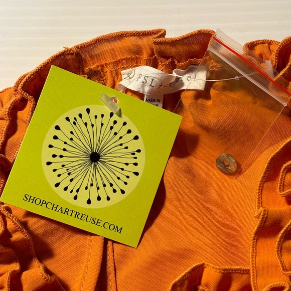 NWT FSL + Apparel Sunny Afternoon Apricot Ruffle Neck Halter Top L - Picture 7 of 9